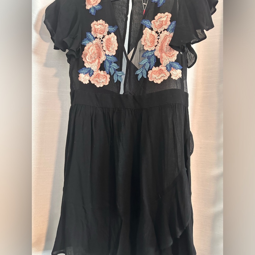 Black sheer floral dress